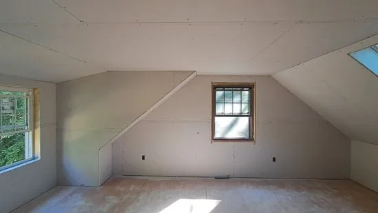 Attic Drywall Installation and Taping Process